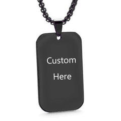 Stainless Steel Rectangle Dog Tag Personalized Engraved Letter Necklace Pendant Chain Unisex