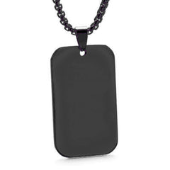 Stainless Steel Rectangle Dog Tag Personalized Engraved Letter Necklace Pendant Chain Unisex