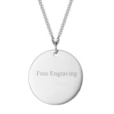 Stainless Steel Round Dog Tag Personalized Engraved Letter Necklace Pendant Chain Unisex