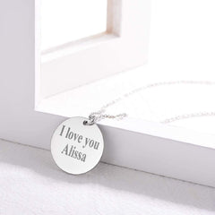 Stainless Steel Round Dog Tag Personalized Engraved Letter Necklace Pendant Chain Unisex