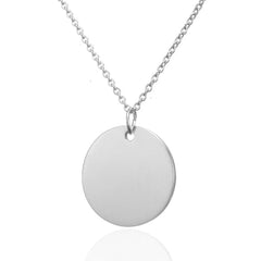 Stainless Steel Round Dog Tag Personalized Engraved Letter Necklace Pendant Chain Unisex