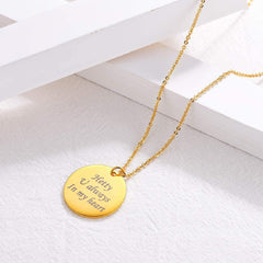 Stainless Steel Round Dog Tag Personalized Engraved Letter Necklace Pendant Chain Unisex