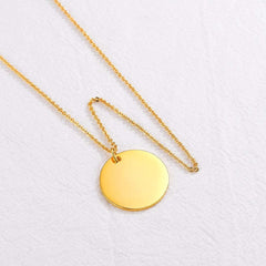 Stainless Steel Round Dog Tag Personalized Engraved Letter Necklace Pendant Chain Unisex