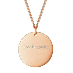 Stainless Steel Round Dog Tag Personalized Engraved Letter Necklace Pendant Chain Unisex