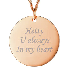 Stainless Steel Round Dog Tag Personalized Engraved Letter Necklace Pendant Chain Unisex