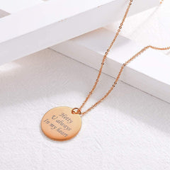 Stainless Steel Round Dog Tag Personalized Engraved Letter Necklace Pendant Chain Unisex