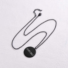 Stainless Steel Round Dog Tag Personalized Engraved Letter Necklace Pendant Chain Unisex