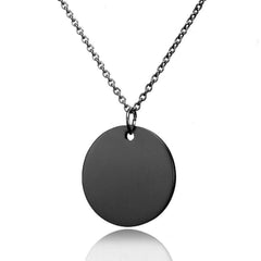 Stainless Steel Round Dog Tag Personalized Engraved Letter Necklace Pendant Chain Unisex