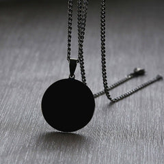 Stainless Steel Round Dog Tag Personalized Engraved Letter Necklace Pendant Chain Unisex