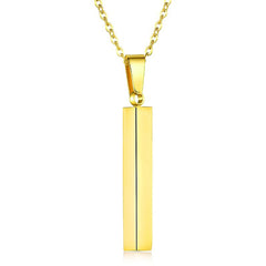 Stainless Steel Silver Slim Link Personalized Engraved Letter All Side Necklace Pendant Chain Unisex