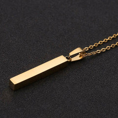 Stainless Steel Silver Slim Link Personalized Engraved Letter All Side Necklace Pendant Chain Unisex