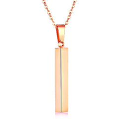Stainless Steel Silver Slim Link Personalized Engraved Letter All Side Necklace Pendant Chain Unisex