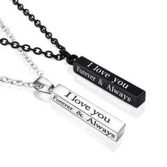 Stainless Steel Silver Slim Link Personalized Engraved Letter All Side Necklace Pendant Chain Unisex