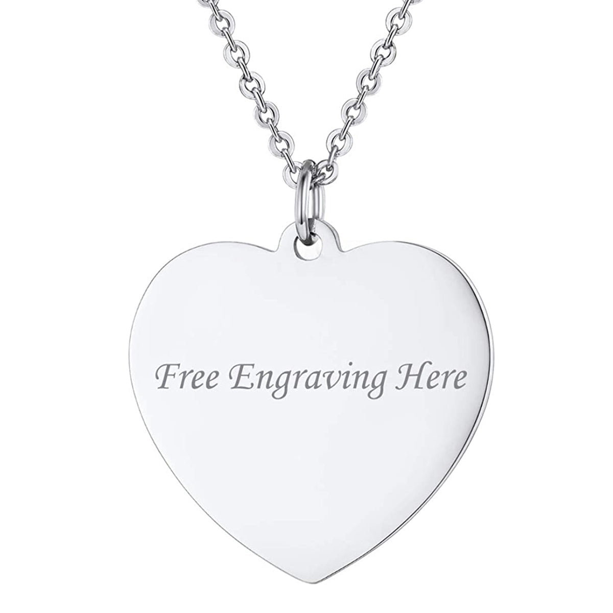Heart Stainless Steel Personalized Engraved Letter Necklace Pendant Chain Unisex