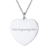 Heart Stainless Steel Personalized Engraved Letter Necklace Pendant Chain Unisex