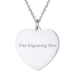 Heart Stainless Steel Personalized Engraved Letter Necklace Pendant Chain Unisex