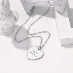 Heart Stainless Steel Personalized Engraved Letter Necklace Pendant Chain Unisex