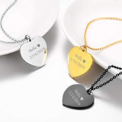 Heart Stainless Steel Personalized Engraved Letter Necklace Pendant Chain Unisex