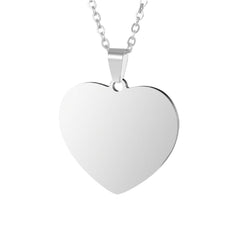 Heart Stainless Steel Personalized Engraved Letter Necklace Pendant Chain Unisex