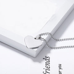 Heart Stainless Steel Personalized Engraved Letter Necklace Pendant Chain Unisex