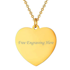 Heart Stainless Steel Personalized Engraved Letter Necklace Pendant Chain Unisex