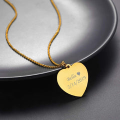 Heart Stainless Steel Personalized Engraved Letter Necklace Pendant Chain Unisex