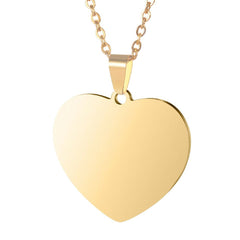 Heart Stainless Steel Personalized Engraved Letter Necklace Pendant Chain Unisex
