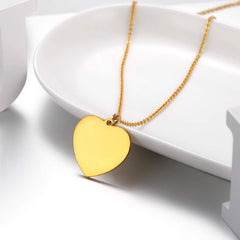 Heart Stainless Steel Personalized Engraved Letter Necklace Pendant Chain Unisex