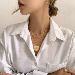 Heart Stainless Steel Personalized Engraved Letter Necklace Pendant Chain Unisex