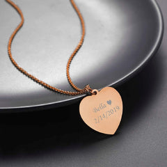 Heart Stainless Steel Personalized Engraved Letter Necklace Pendant Chain Unisex