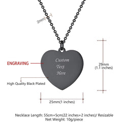 Heart Stainless Steel Personalized Engraved Letter Necklace Pendant Chain Unisex