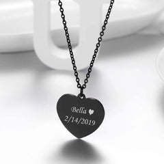 Heart Stainless Steel Personalized Engraved Letter Necklace Pendant Chain Unisex