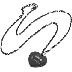 Heart Stainless Steel Personalized Engraved Letter Necklace Pendant Chain Unisex