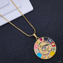 Rainbow Evil Eye Copper Cubic Zirconia Enamel Gold Pendant Chain Women