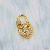 Panther Lock Copper Cubic Zirconia Gold Charm For Women