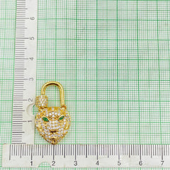 Panther Lock Copper Cubic Zirconia Gold Charm For Women