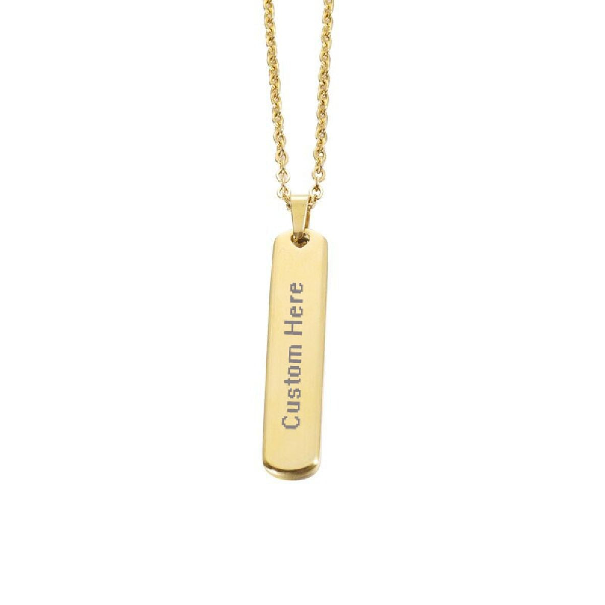 Gold Customized Personalised Laser Engraved Letter Pendant Chain