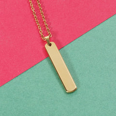 Gold Customized Personalised Laser Engraved Letter Pendant Chain