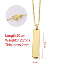 Gold Customized Personalised Laser Engraved Letter Pendant Chain