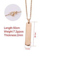 Gold Customized Personalised Laser Engraved Letter Pendant Chain