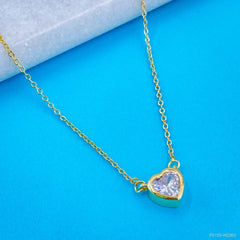 Copper Cubic Zirconia Gold Drop Pear Solitaire Pendant For Women