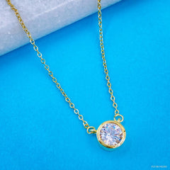 Copper Cubic Zirconia Gold Drop Pear Solitaire Pendant For Women