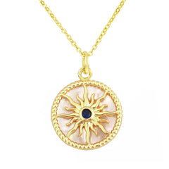 Sun Rays Mother of Pearl Shell 18k Gold Copper Pendant Chain for Women