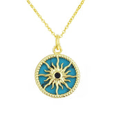 Sun Rays Mother of Pearl Shell 18k Gold Copper Pendant Chain for Women