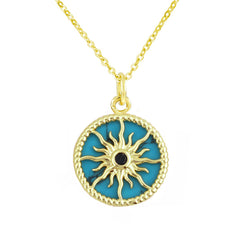 Sun Rays Mother of Pearl Shell 18k Gold Copper Pendant Chain for Women