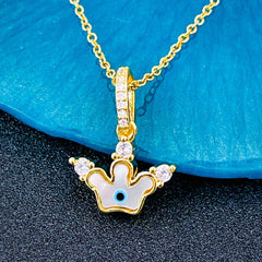 Evil Eye Clover Mother of Pearl 18K Gold Necklace Pendant for Women