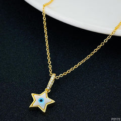 Evil Eye Clover Mother of Pearl 18K Gold Necklace Pendant for Women