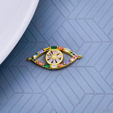 Rainbow Evil Eye Gold Zircon Baguette Copper Charm For Women
