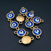 Alloy Enamel Evil Eye Blue Gold Charm For Women_Pk_Of_10
