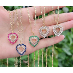 Heart Love Marquise Cubic Zirconia 18K Gold Copper Pendant Chain Women